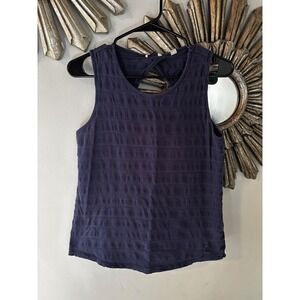 Jack Wills Navy Blue Textured Sleeveless Crisscross Back Tank Top Women US 4